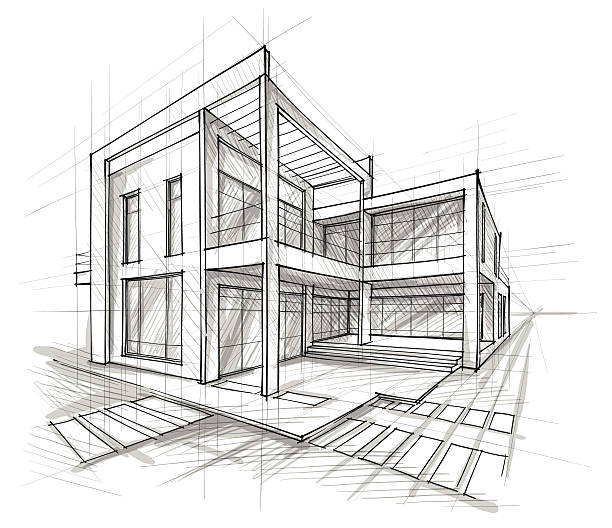 illustrations, cliparts, dessins animés et icônes de l'architecture - esquisse architecture